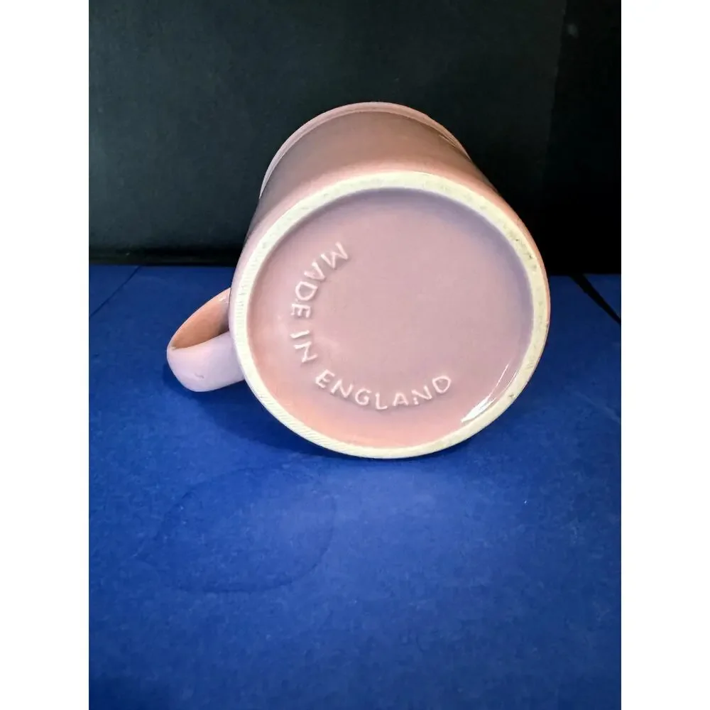 Vintage 1980s Geese with Blue Ribbons Pink Coffee Mug Made in England